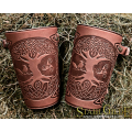 A Pair of Leather Cuffs Yggdrasil World Tree with Celtic design: a Pair